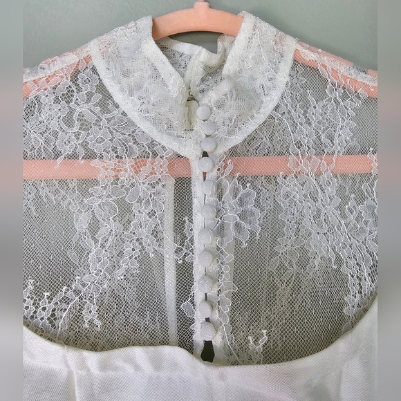 BHLDN Ivory Long-Sleeve High-Neck Lace Fit & Flare Mini Dress - Picture 8 of 14